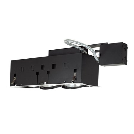 GORGEOUSGLOW Three-Light Double Gimbal Linear Recessed Fixture Line Voltage - Black Interior with Silver Trim GO2594166